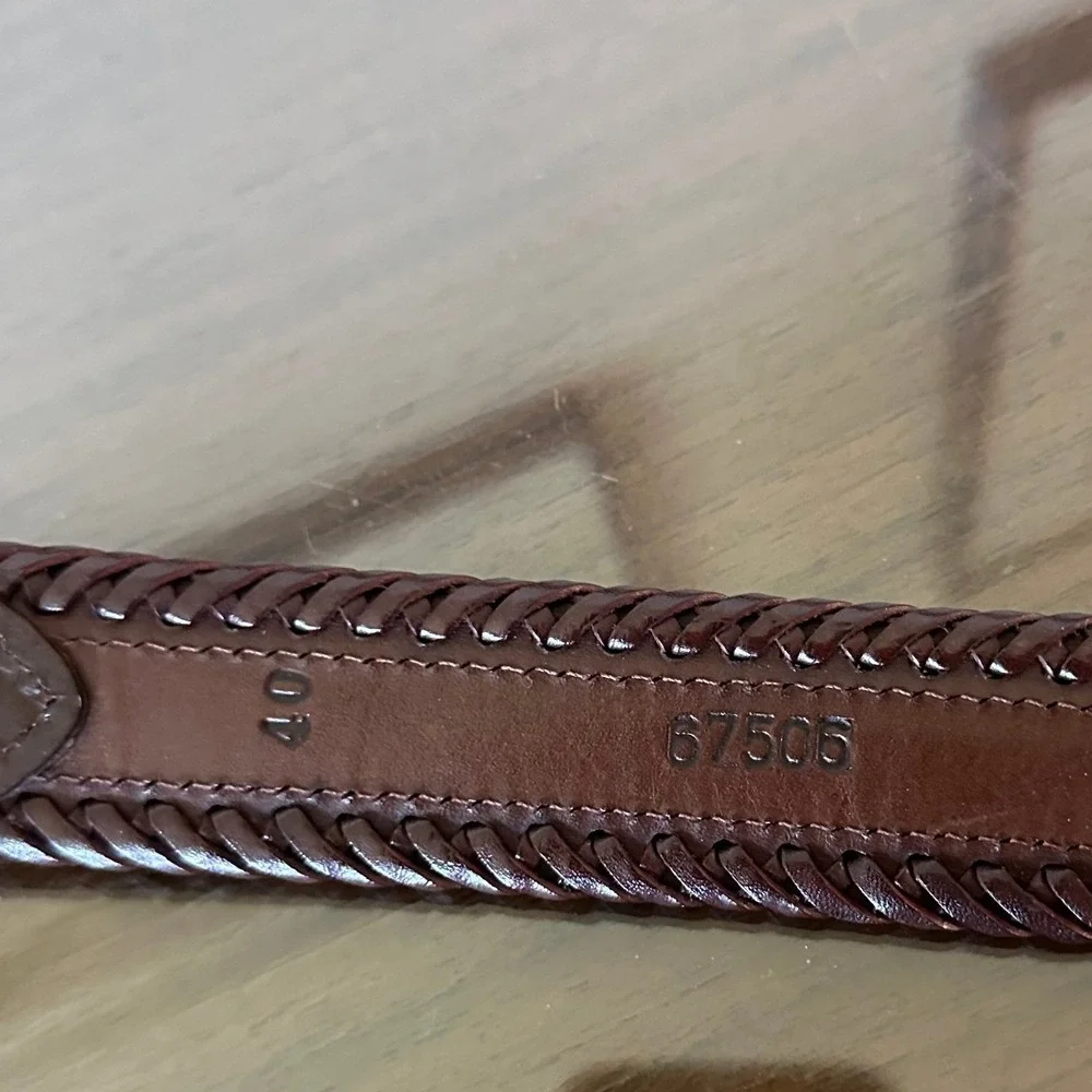 Vtg 90s Brighton Woven Leather Braided Belt Brown Western Striped Size 40 67506